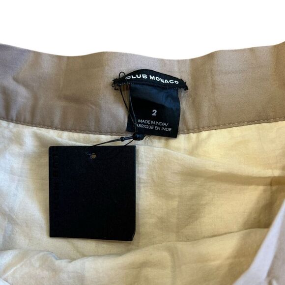 Club Monaco Beige Striped Pleated Marcia Flare Skirt 2 - Picture 3 of 4